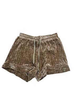entro Ribbed Plush Drawstring Women’s Shorts - Brown